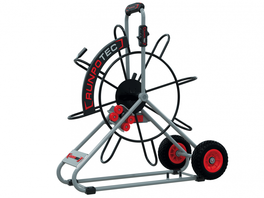 GF7.5/9 çelik makara Ø 730 mm tekerlekli için fiberglas çubuk Ø 7,5 mm ve 9 mm, dahil çift çıkış sistemi RUNPOTEC GF7.5/9 Stahlhaspel Ø 730 mm fahrbar için Fiberglas Çubuk Ø 7,5 mm ve 9 mm, dahil Doppelauslaufsystem - 20405