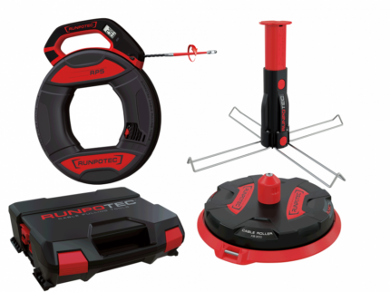 RUNPOTEC RP5 ile dijital Metre Sayacı - 30 m + XB 300 - çok amaçlı set Kablo Çekme Sistemleri + çok amaçlı Kablo Makarası + Çok Fonksiyonlu Mandrel sistem çantasında - 10224